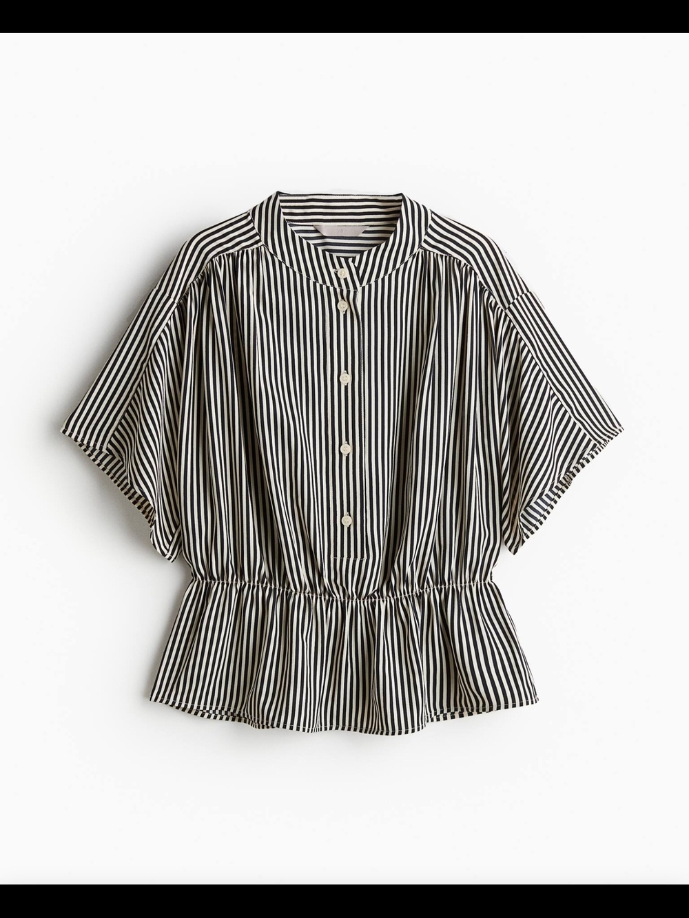 H&M Black and Cream Striped Crepe Blouse
